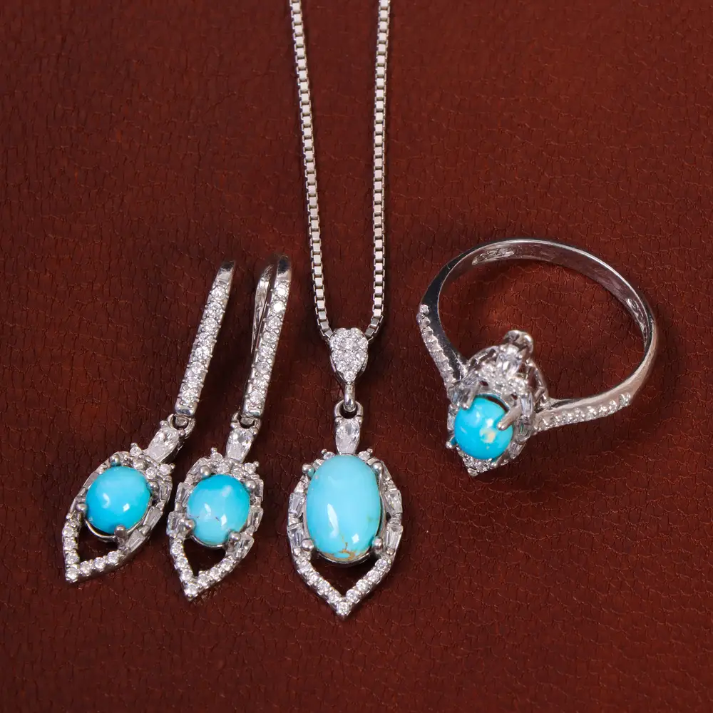 نیم ست فیروزه زنانه کد 29394