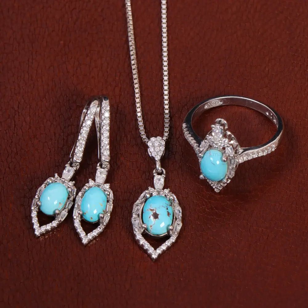 نیم ست فیروزه زنانه کد 29397