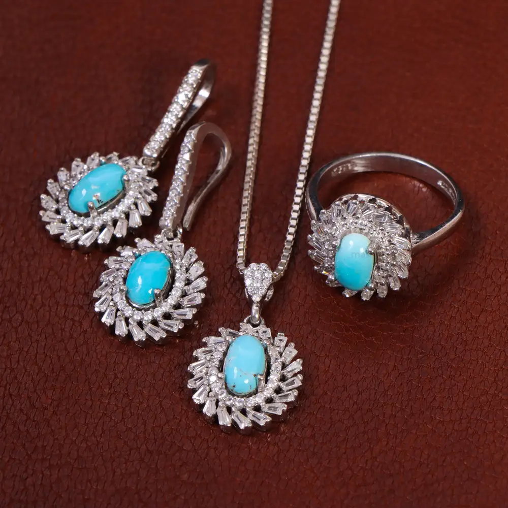 نیم ست فیروزه زنانه کد 29405