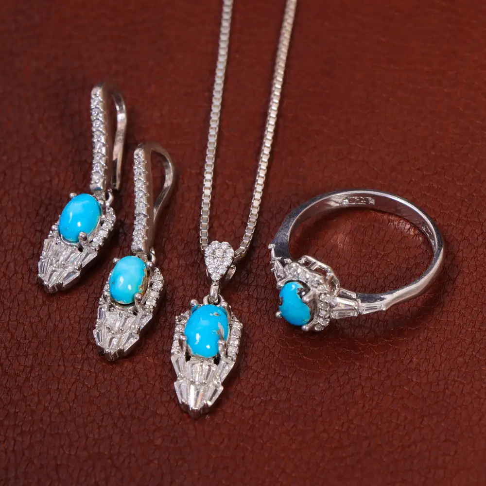 نیم ست فیروزه زنانه کد 29406