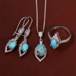 نیم ست فیروزه زنانه کد 29411