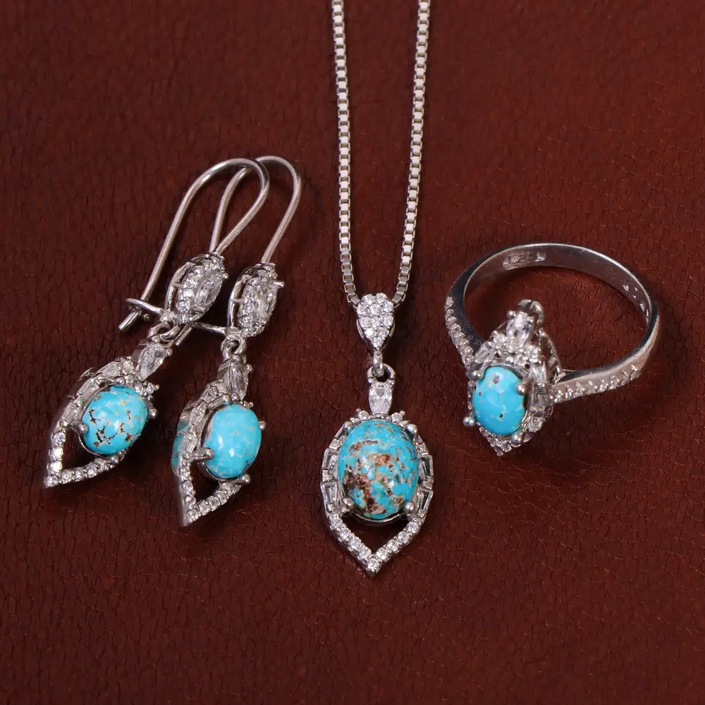 نیم ست فیروزه زنانه کد 29411