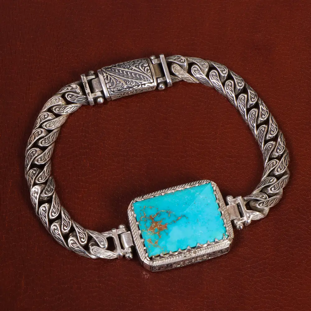 دستبند فیروزه مردانه کد 29415