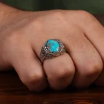 انگشتر فیروزه شجری مردانه کد 28750