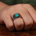انگشتر فیروزه شجری مردانه کد 28752