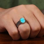 انگشتر فیروزه شجری مردانه کد 28765