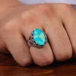 انگشتر فیروزه شجری مردانه کد 28806