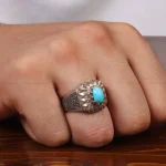 انگشتر فیروزه عجمی مردانه کد 28826