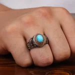 انگشتر فیروزه عجمی مردانه کد 28836