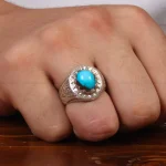 انگشتر فیروزه شجری مردانه کد 28840