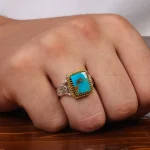 انگشتر فیروزه شجری مردانه کد 28845
