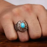 انگشتر فیروزه عجمی مردانه کد 28853