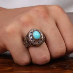 انگشتر فیروزه عجمی مردانه کد 28860