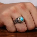 انگشتر فیروزه عجمی مردانه کد 28865