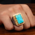 انگشتر فیروزه شجری مردانه کد 28911