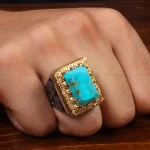 انگشتر فیروزه شجری مردانه کد 28914