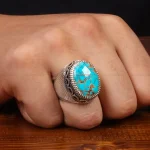 انگشتر فیروزه شجری مردانه کد 28930