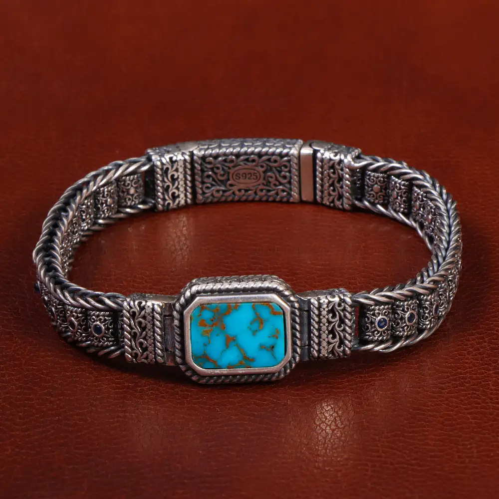 دستبند فیروزه مردانه کد 29633