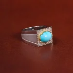 انگشتر فیروزه عجمی مردانه کد 29643