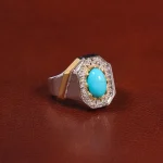 انگشتر فیروزه عجمی مردانه کد 29656