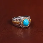 انگشتر فیروزه عجمی مردانه کد 29677