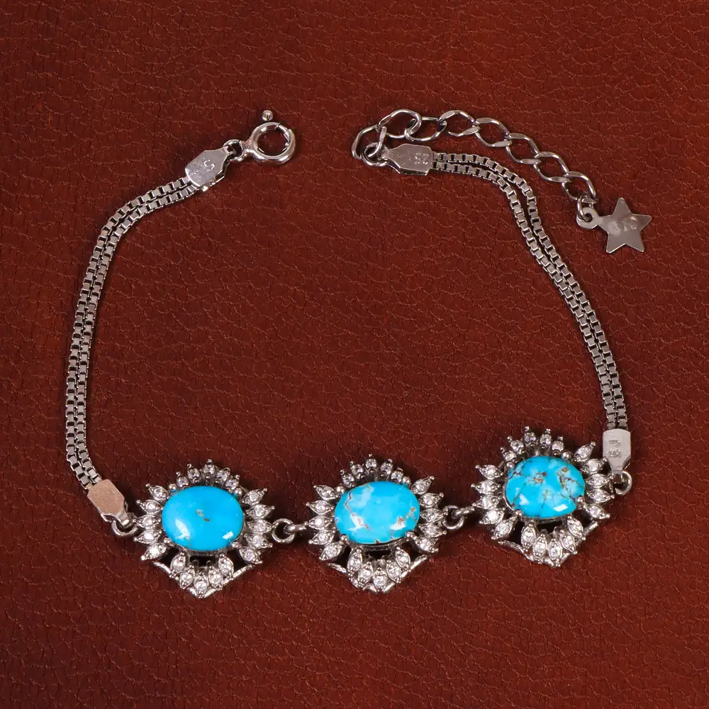 دستبند فیروزه زنانه کد 29954