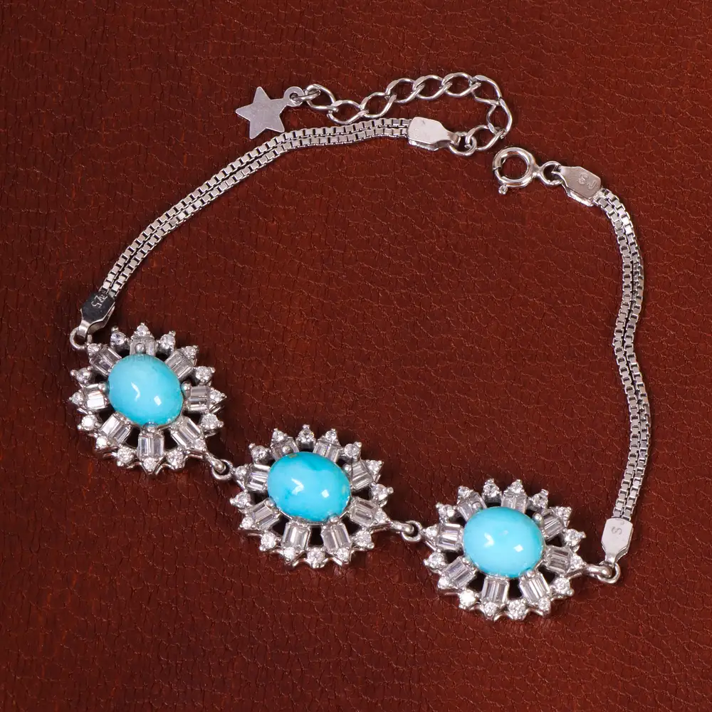 دستبند فیروزه زنانه کد 29956