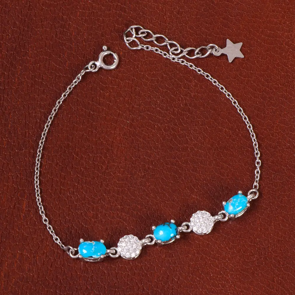 دستبند فیروزه زنانه کد 30239