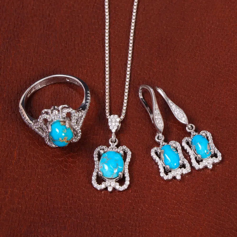 نیم ست فیروزه زنانه کد 30244