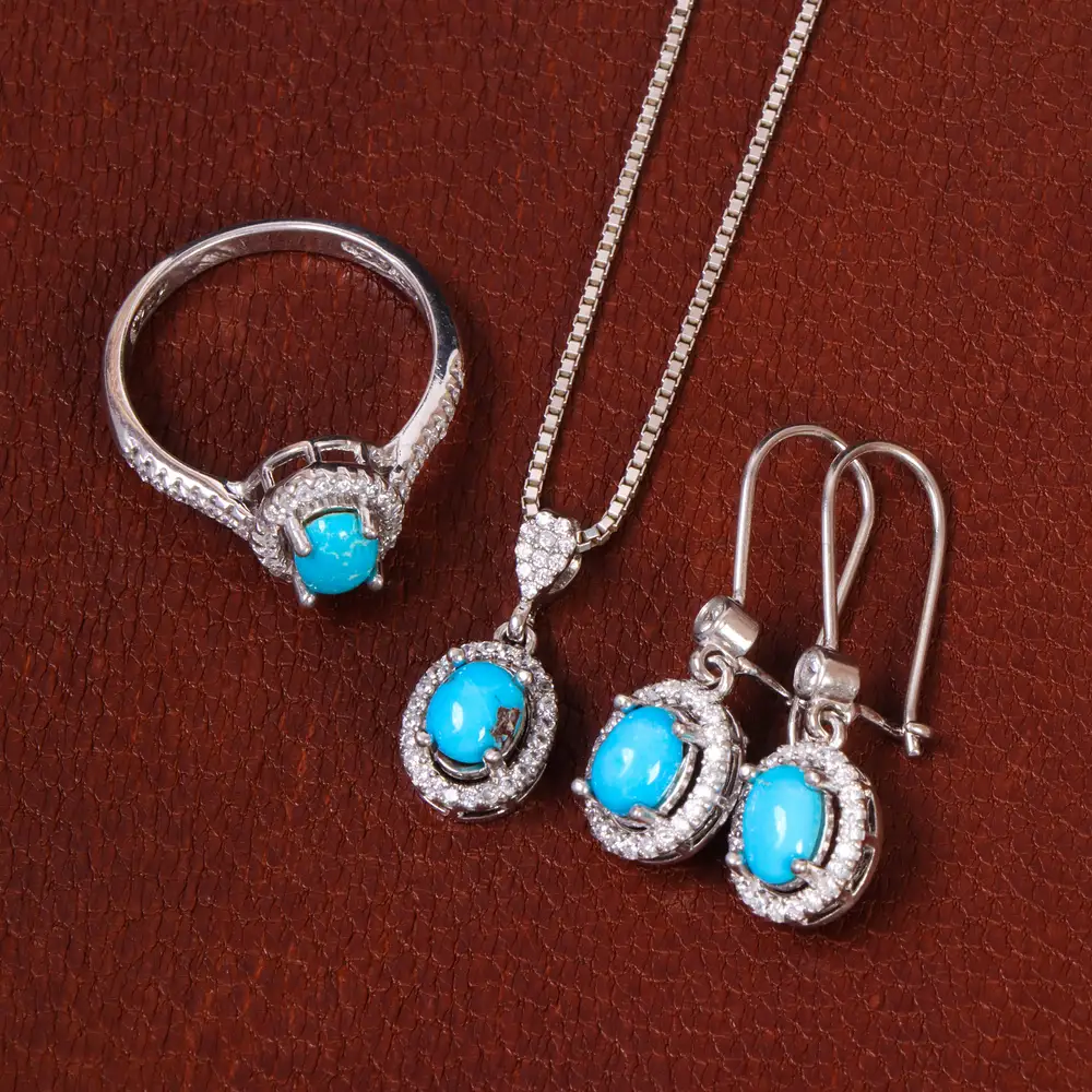 نیم ست فیروزه زنانه کد 30257