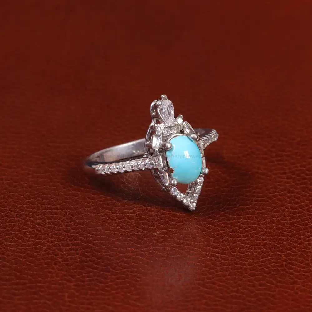انگشتر فیروزه عجمی زنانه کد 30355