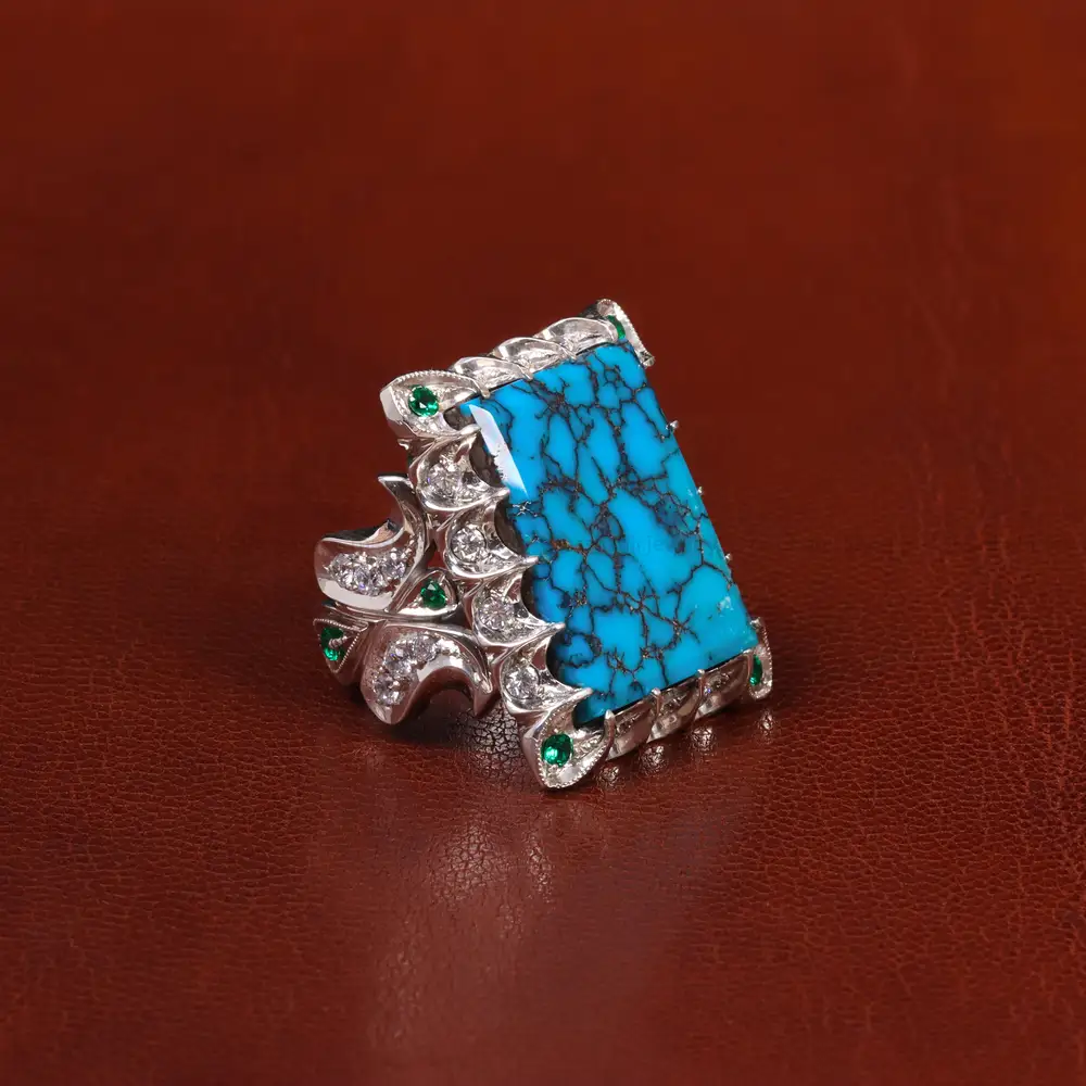 انگشتر فیروزه شجری مردانه کد 30487