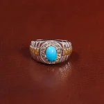 انگشتر فیروزه عجمی مردانه کد 29655