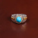 انگشتر فیروزه عجمی مردانه کد 29677