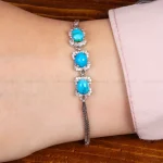 دستبند فیروزه زنانه کد 30227