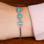 دستبند فیروزه زنانه کد 30228