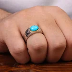 انگشتر فیروزه عجمی مردانه کد 29642