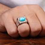 انگشتر فیروزه عجمی مردانه کد 29643
