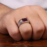 انگشتر آمیتیست مردانه کد 29646