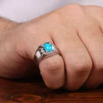 انگشتر فیروزه عجمی مردانه کد 29651