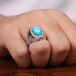 انگشتر فیروزه عجمی مردانه کد 29653