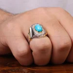 انگشتر فیروزه عجمی مردانه کد 29656