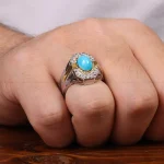 انگشتر فیروزه عجمی مردانه کد 29663