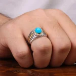 انگشتر فیروزه عجمی مردانه کد 29677