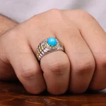 انگشتر فیروزه عجمی مردانه کد 29680