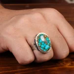 انگشتر فیروزه شجری مردانه کد 29930