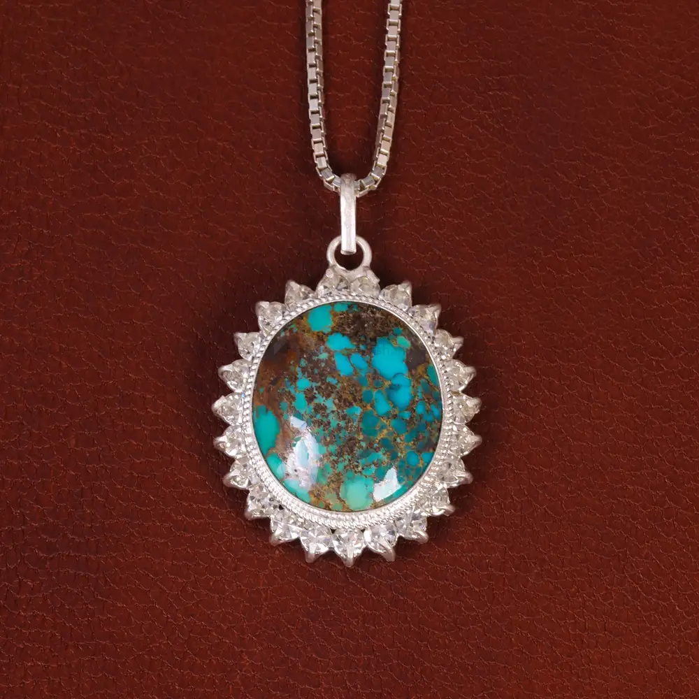 گردنبند فیروزه زنانه کد 30390