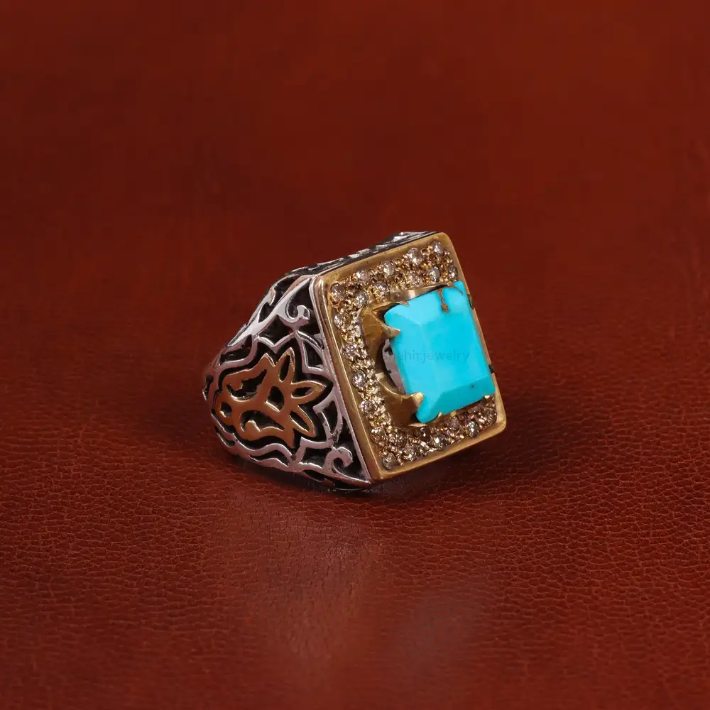 انگشتر فیروزه شجری مردانه کد 30439