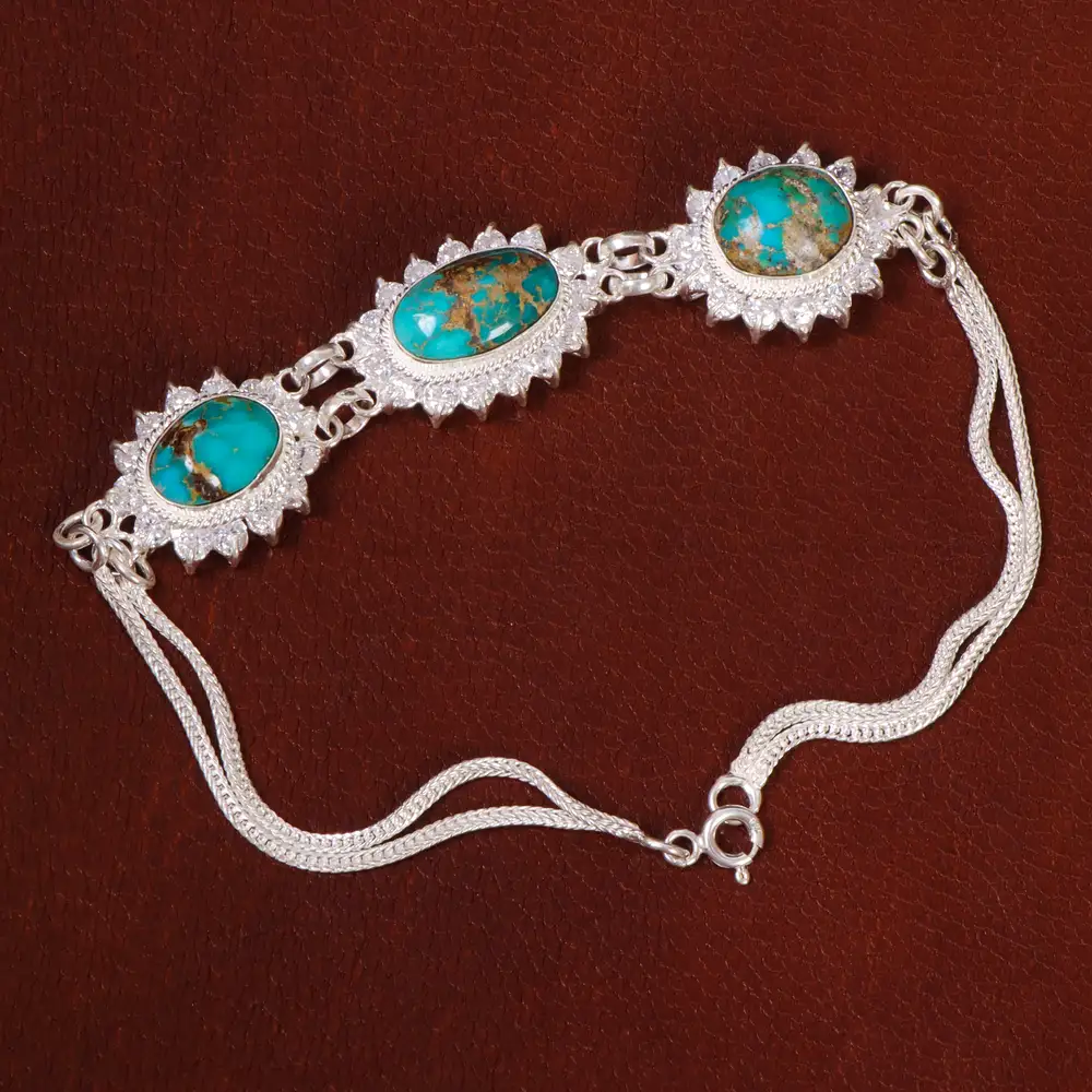 دستبند فیروزه زنانه کد 30483