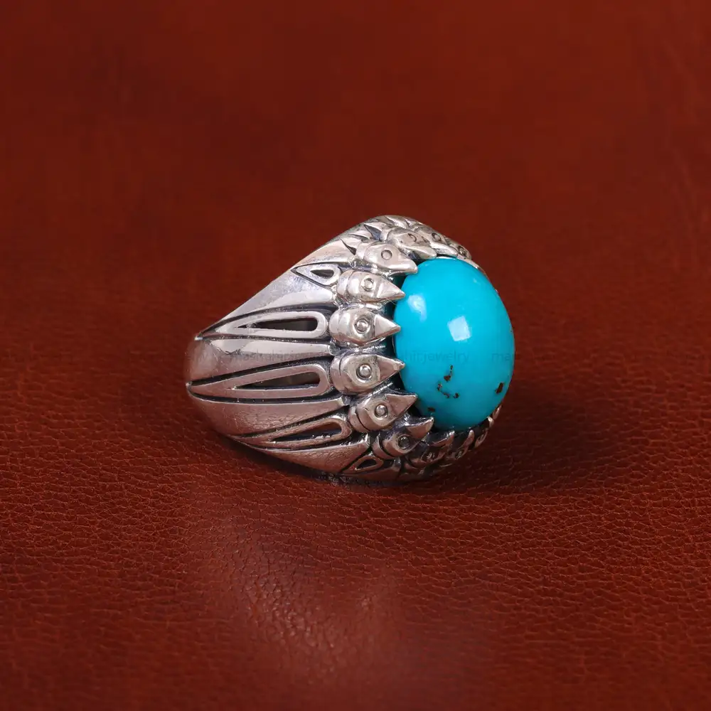 انگشتر فیروزه شجری مردانه کد 30568